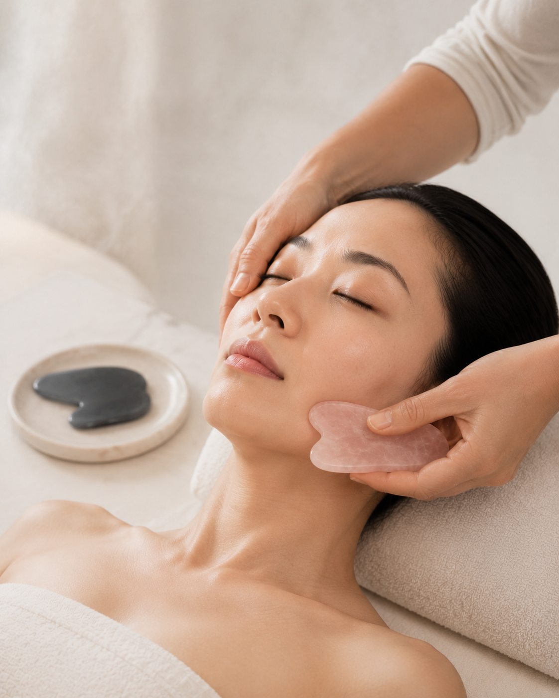 Bian Stone / Rose Quartz Gua Sha Sculpting