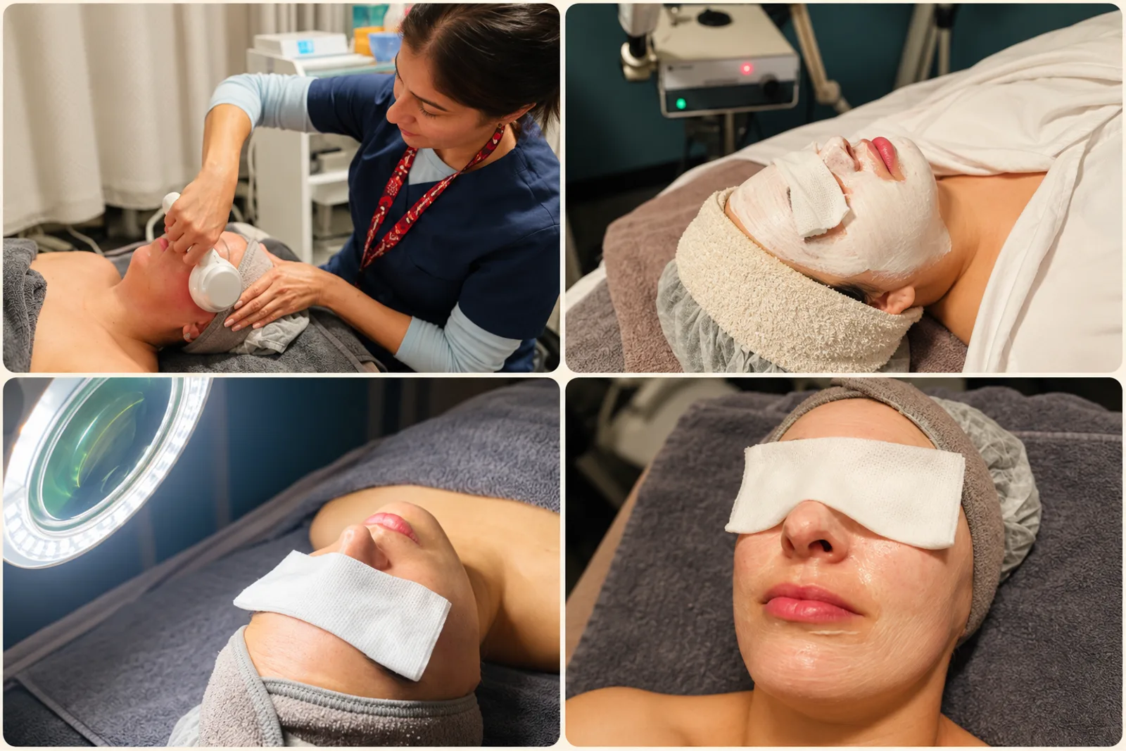 Clients receiving personalized facial treatments at Shrii Aesthetics in Aurora.